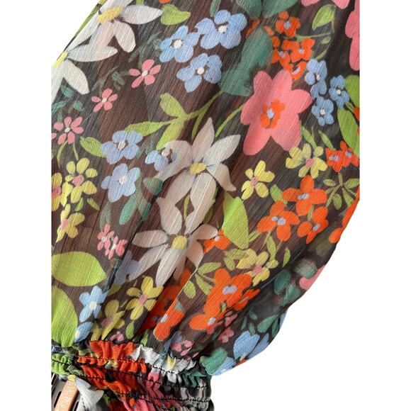 TopShop Woven Long Sleeve Ruffle Midi Dress in‎ Multi Floral Size 12 - Picture 7 of 11